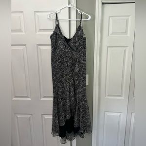 XL Black and White High Low Printed Dress